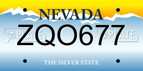 ZQO677 Nevada License Plate