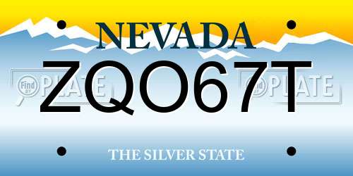 ZQO67T Nevada License Plate