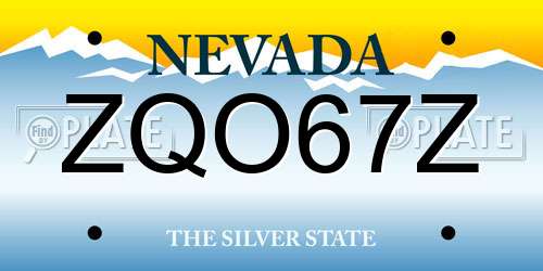 ZQO67Z Nevada License Plate