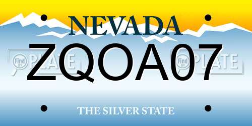ZQOA07 Nevada License Plate