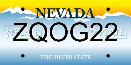 ZQOG22 Nevada License Plate