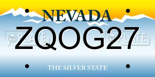 ZQOG27 Nevada License Plate