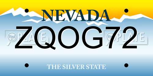 ZQOG72 Nevada License Plate
