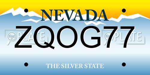 ZQOG77 Nevada License Plate