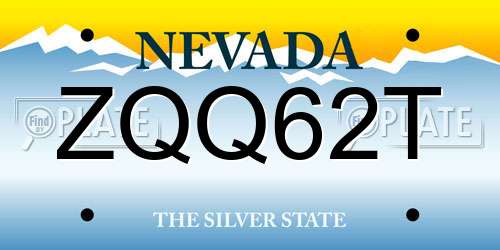 ZQQ62T Nevada License Plate