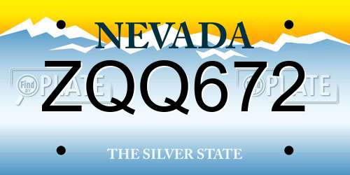 ZQQ672 Nevada License Plate