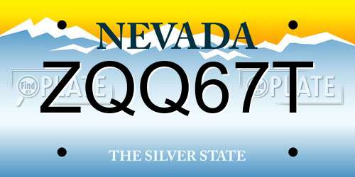 ZQQ67T Nevada License Plate