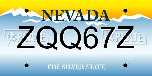 ZQQ67Z Nevada License Plate