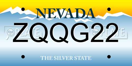 ZQQG22 Nevada License Plate