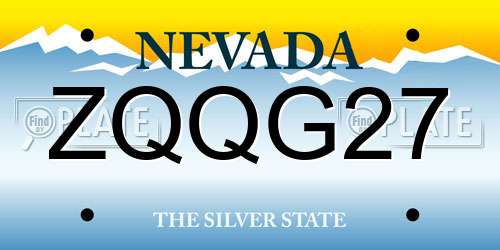 ZQQG27 Nevada License Plate