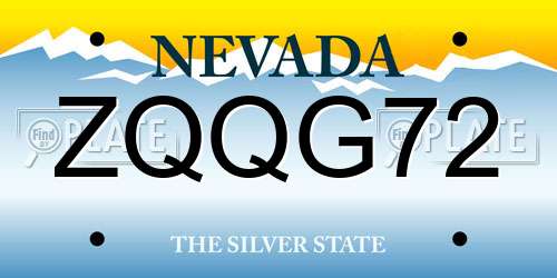 ZQQG72 Nevada License Plate