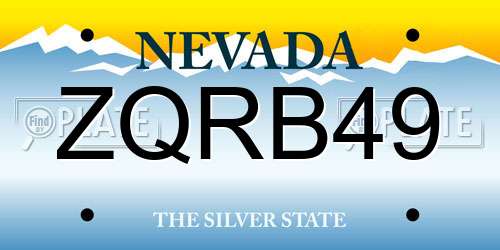 ZQRB49 Nevada License Plate