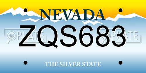 ZQS683 Nevada License Plate