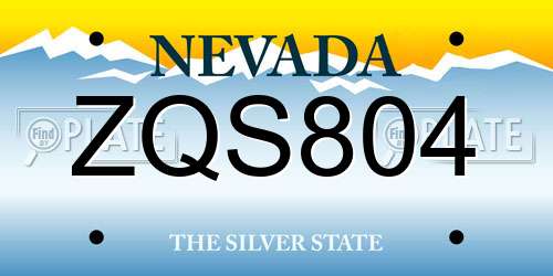 ZQS804 Nevada License Plate