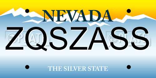 ZQSZASS Nevada License Plate