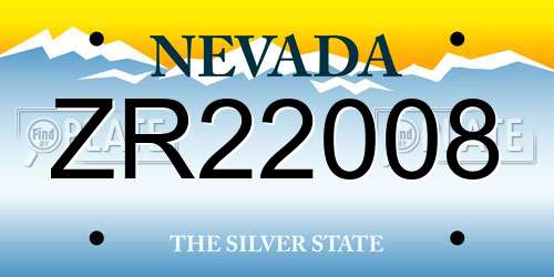 ZR22008 Nevada License Plate