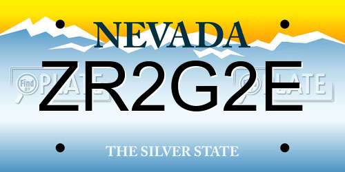 ZR2G2E Nevada License Plate