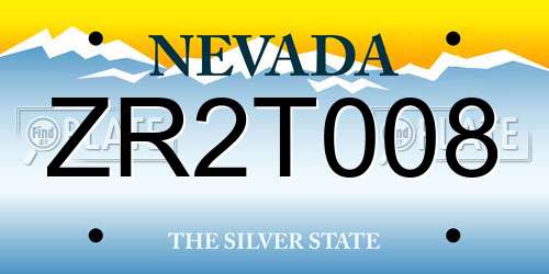 ZR2T008 Nevada License Plate