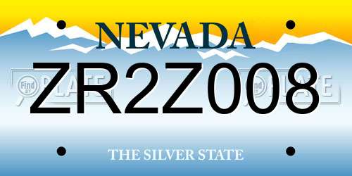 ZR2Z008 Nevada License Plate