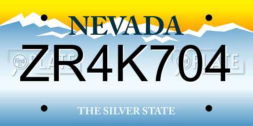ZR4K704 Nevada License Plate