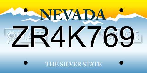 ZR4K769 Nevada License Plate