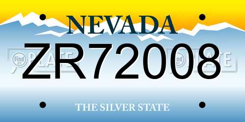 ZR72008 Nevada License Plate