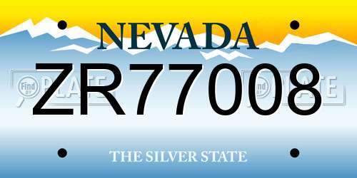 ZR77008 Nevada License Plate