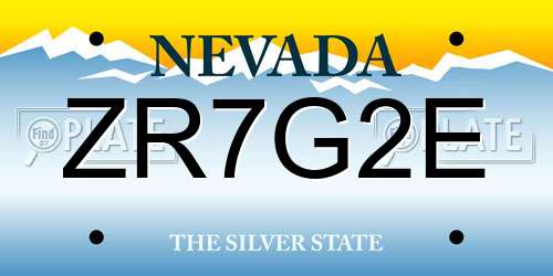 ZR7G2E Nevada License Plate