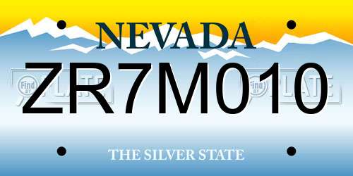 ZR7M010 Nevada License Plate