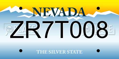 ZR7T008 Nevada License Plate