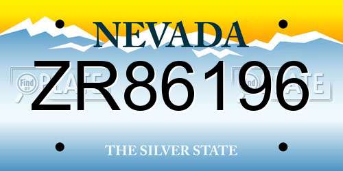 ZR86196 Nevada License Plate