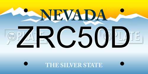 ZRC50D Nevada License Plate