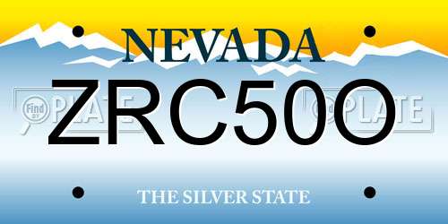 ZRC50O Nevada License Plate