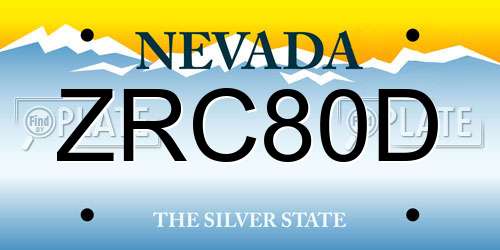 ZRC80D Nevada License Plate