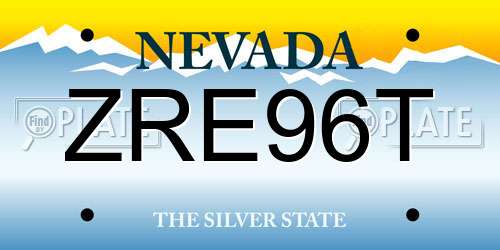 ZRE96T Nevada License Plate