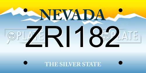 ZRI182 Nevada License Plate