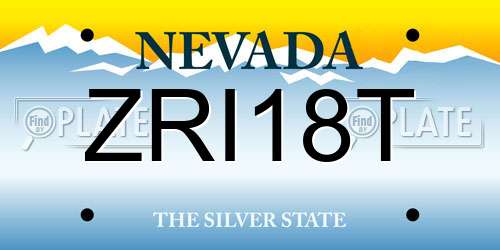 ZRI18T Nevada License Plate