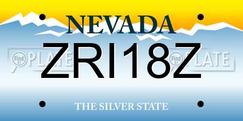 ZRI18Z Nevada License Plate