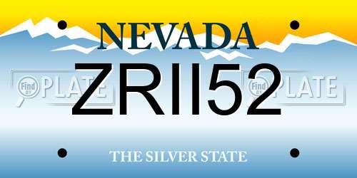 ZRII52 Nevada License Plate