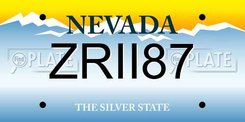 ZRII87 Nevada License Plate