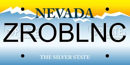 ZROBLNC Nevada License Plate