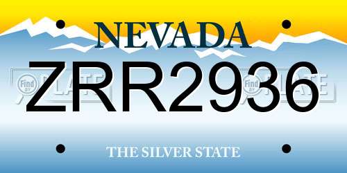 ZRR2936 Nevada License Plate