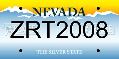 ZRT2008 Nevada License Plate