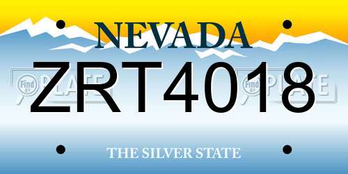ZRT4018 Nevada License Plate