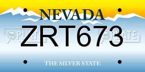 ZRT673 Nevada License Plate
