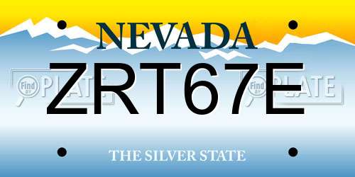 ZRT67E Nevada License Plate
