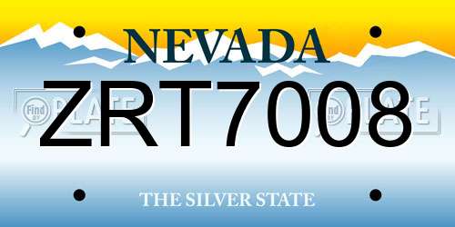 ZRT7008 Nevada License Plate