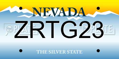ZRTG23 Nevada License Plate