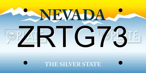 ZRTG73 Nevada License Plate