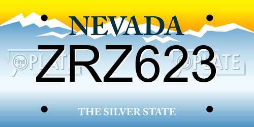 ZRZ623 Nevada License Plate